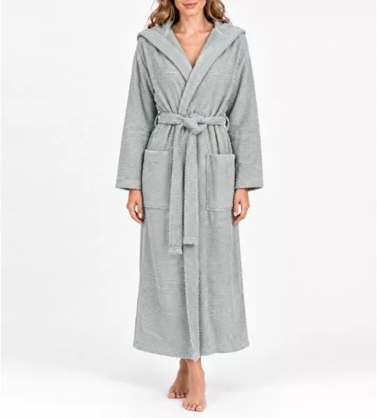 Peignoir à capuche 100% coton éponge Light Grey