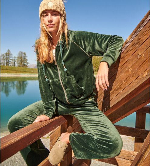 Pantalon de jogging en velours vert kaki Adrian Seashine