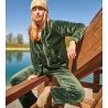 Pantalon de jogging en velours vert kaki Adrian Seashine
