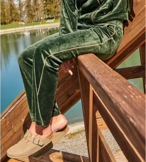 Pantalon de jogging en velours vert kaki Adrian Seashine