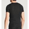 T-shirt manches courtes en laine et soie Wool & Silk Dark Moon Mel