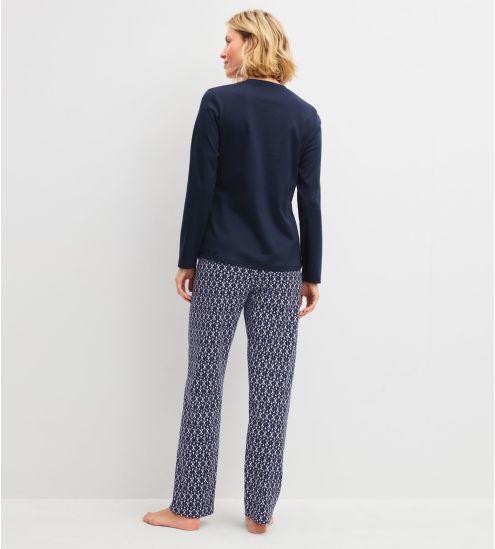 Pyjama long femme Midnight Hearts Peacoat Blue