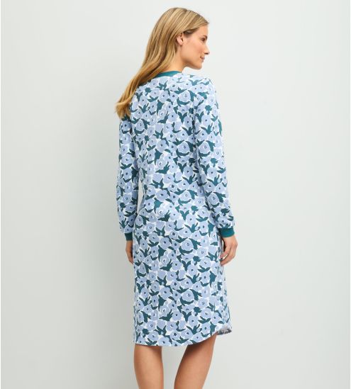 Liquette manches longues Midnight Flowers Dark Petrol