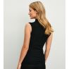 Top sans manches col montant en laine et soie Silky Wool Glam Noir