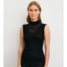 Top sans manches col montant en laine et soie Silky Wool Glam Noir