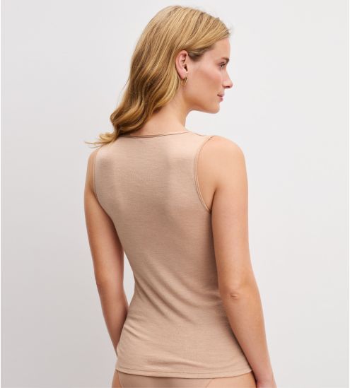 Débardeur beige en laine et soie True Confidence Desert Brown