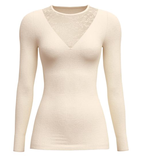 Top manches longues en laine et soie Silky Wool Glam Charm Cream