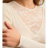 Top manches longues en laine et soie Silky Wool Glam Charm Cream