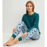 Pyjama femme bords resserrés Midnight Flowers Dark Petrol