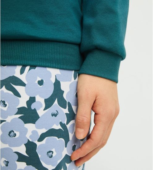 Pyjama femme bords resserrés Midnight Flowers Dark Petrol