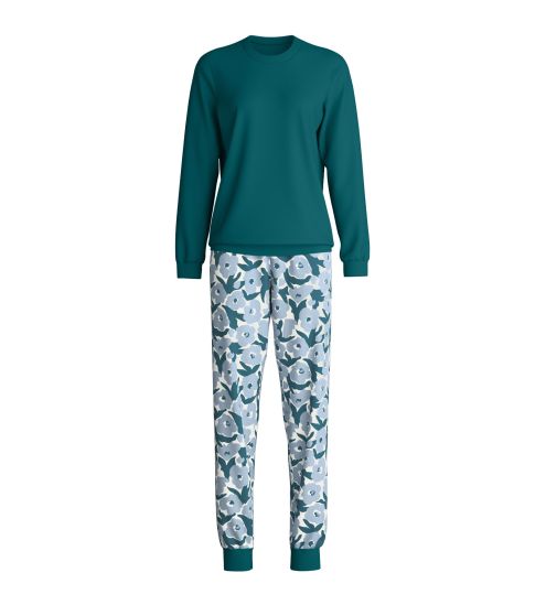 Pyjama femme bords resserrés Midnight Flowers Dark Petrol