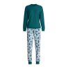Pyjama femme bords resserrés Midnight Flowers Dark Petrol