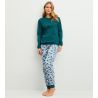 Pyjama femme bords resserrés Midnight Flowers Dark Petrol
