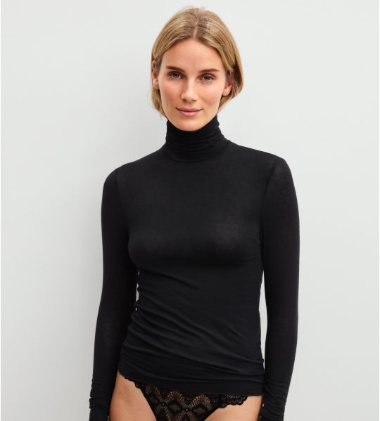 Schwarzer Feinstrickpullover mit Second-Skin-Passform Second Skin Noir