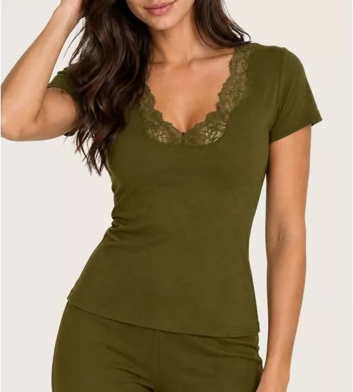 Top manches courtes en modal Simply Perfect Vert Mousse