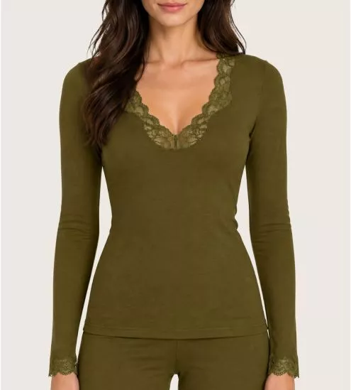 Top manches longues en modal Simply Perfect Vert Mousse