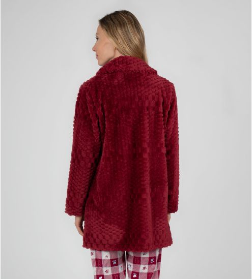 Robe de chambre zippée pilou Rouge Grenat