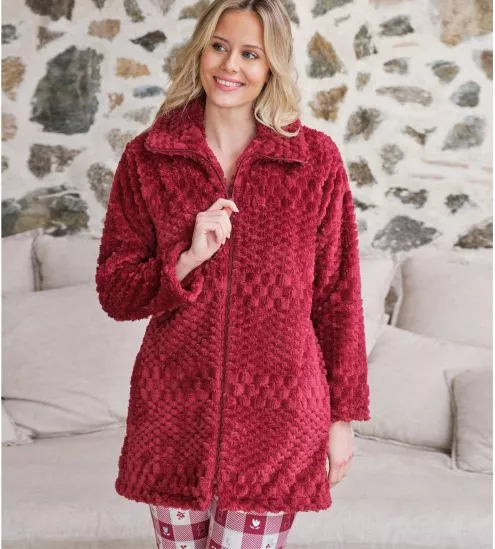 Robe de chambre zippée pilou Rouge Grenat