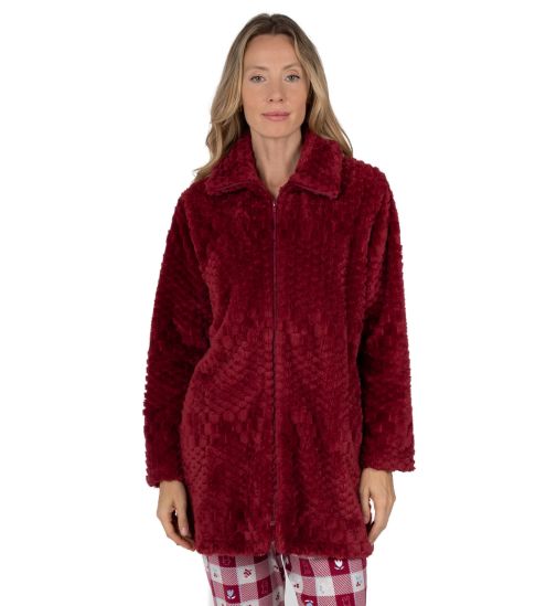 Robe de chambre zippée pilou Rouge Grenat