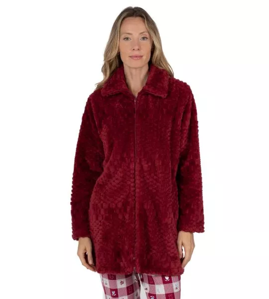 Robe de chambre zippée pilou Rouge Grenat