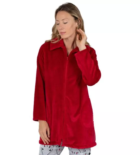 Veste zippée zippée en velours Rouge