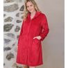 Robe de chambre boutonnée en velours Rouge