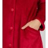 Robe de chambre boutonnée en velours Rouge