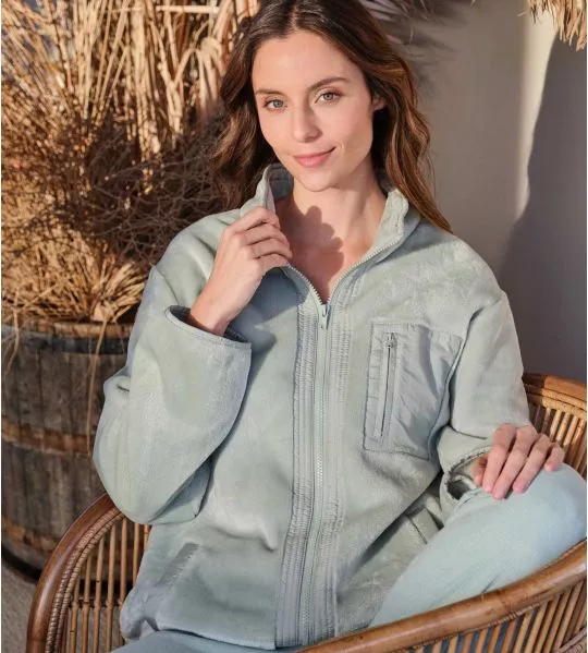 Gilet pour femme en velours vert