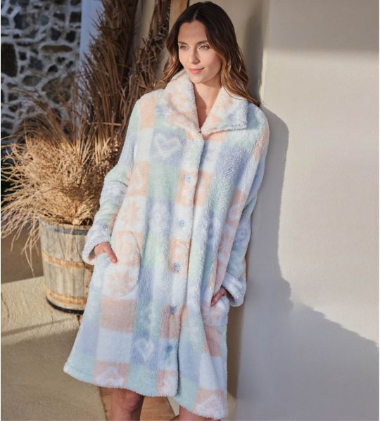 Buttoned bedroom dress in Pilou blue sky