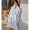 Robe de chambre boutonnée en pilou Bleu Ciel