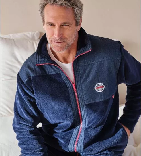 Gilet homme zippé bleu marine