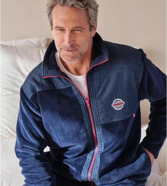 Gilet homme zippé bleu marine