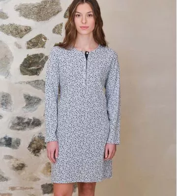 Liquette manches longues imprimé à pois gris