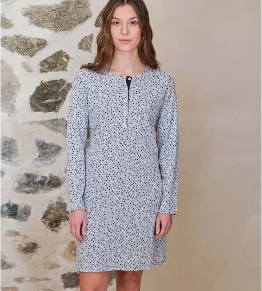 Liquette manches longues imprimé à pois gris