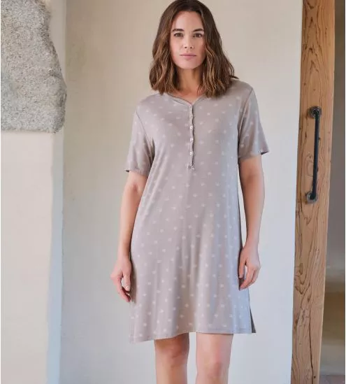 Liquette beige manches courtes en fibre de bambou Vison