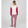 Pyjama carreaux femme interlock beige et rouge