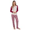 Pyjama carreaux femme interlock beige et rouge