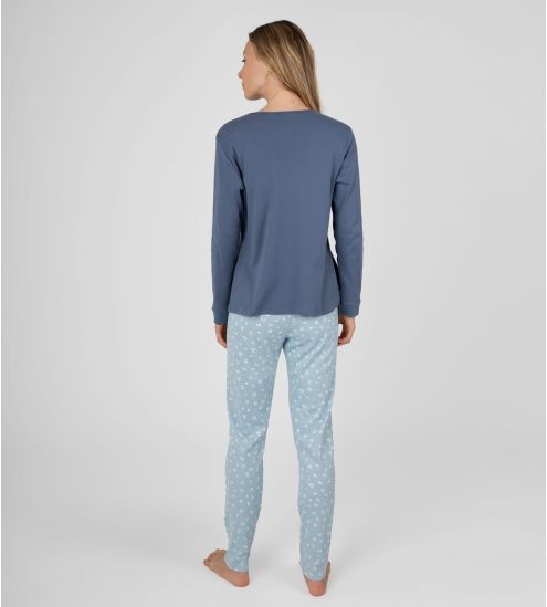 Pyjama interlock imprimé léopard Bleu Foncé