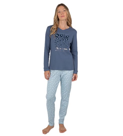 Pyjama interlock imprimé léopard Bleu Foncé