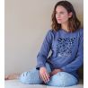 Pyjama interlock imprimé léopard Bleu Foncé