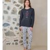 Pyjama manches longues imprimé animal Gris Anthracite