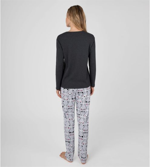 Pyjama manches longues imprimé animal Gris Anthracite