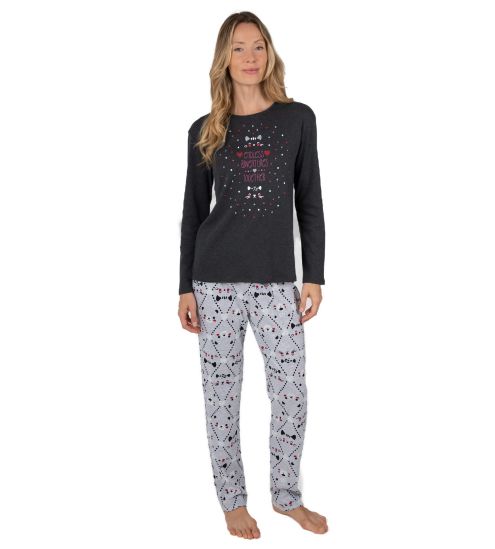 Pyjama manches longues imprimé animal Gris Anthracite