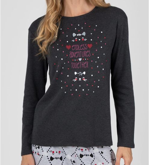 Pyjama manches longues imprimé animal Gris Anthracite