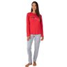 Pyjama manches longues à pois rouge et gris