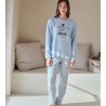 Pyjama polaire chaud femme Bleu Ciel