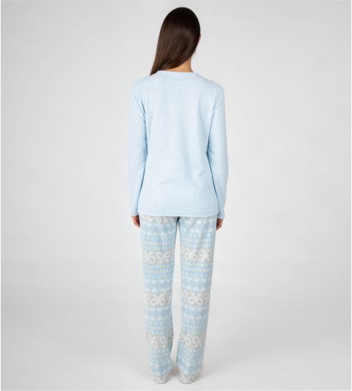 Pyjama polaire chaud femme Bleu Ciel