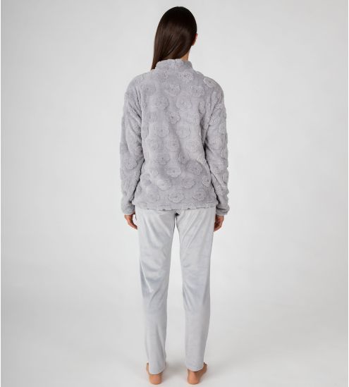 Pyjama pilou chaud femme Gris