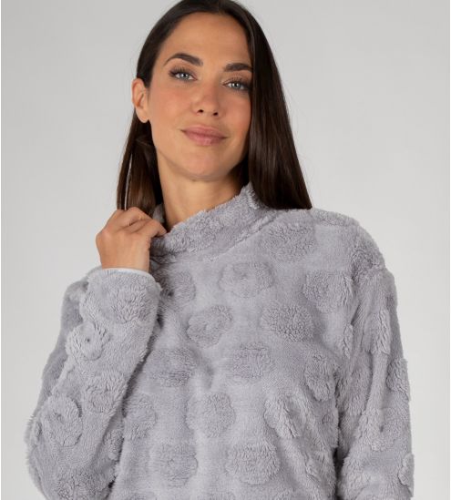 Pyjama pilou chaud femme Gris