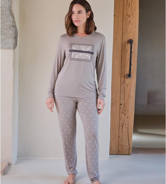 Bamboo fiber beige pajamas vison